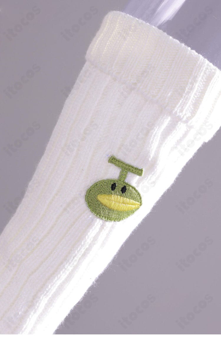 レッグウォーマーのワンポイント柄ディテール