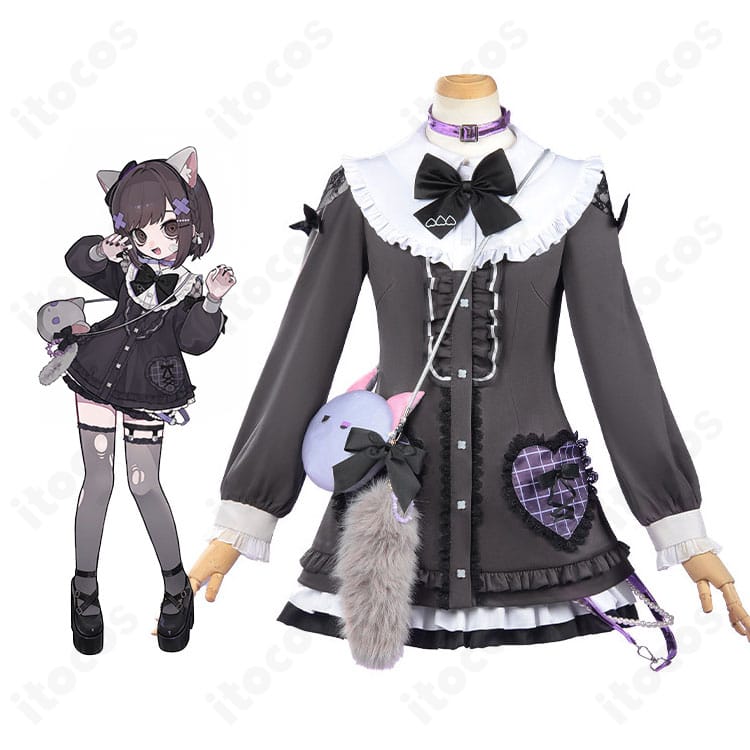 東雲絵名 キャットラビング衣装を着用した全身イメージ。猫耳とバッグを含むフルコーデの雰囲気がわかる写真