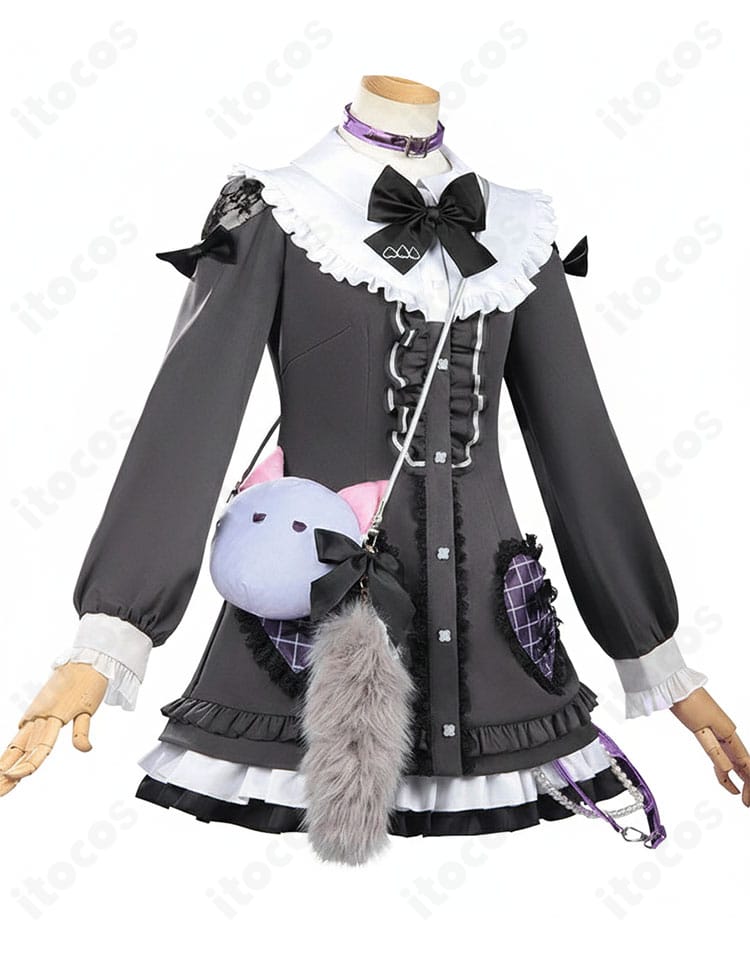 東雲絵名 キャットラビング衣装の側面。スカートのボリューム感とシルエットの流れが分かる画像