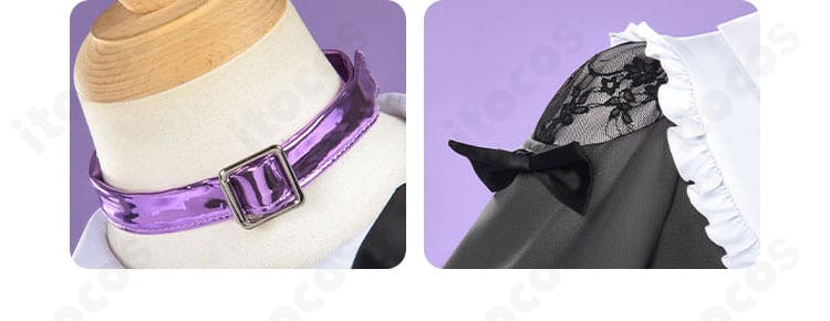 東雲絵名 キャットラビング衣装のチョーカーと肩周り。首元アクセと肩ラインの見え方が分かる画像