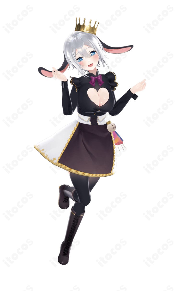 山黒音玄 初期衣装を着用したモデルの全身イメージ。学園制服のクールで上品な雰囲気を再現。