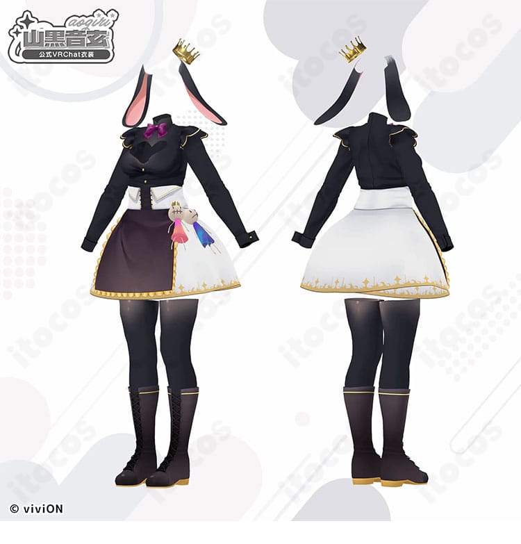 山黒音玄 初期衣装の側面シルエット。薄手生地の直線的なラインと着用時のフィット感を表現。