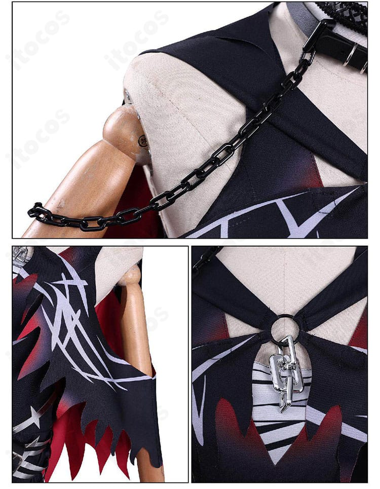 肩飾りの詳細。ショルダー部の重ね装飾とエッジの仕立てを確認できる