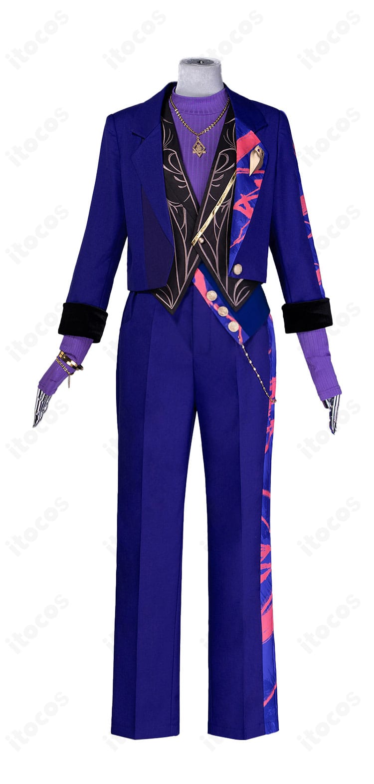 天馬司 Biggest Bluff 衣装の正面全体。コート・ベスト・ズボンのシルエットと配色が分かる。