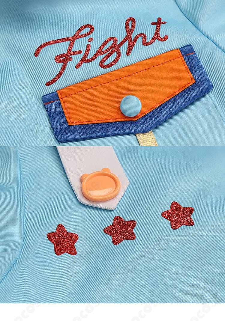 クマクマレスQ衣装のポケット周辺装飾とステッチのアップ