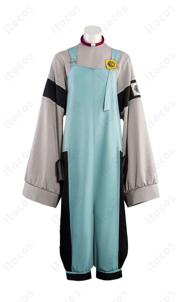 ディア・サンタ衣装の正面全体。トップスとサロペットの直線的シルエットを確認できる画像。