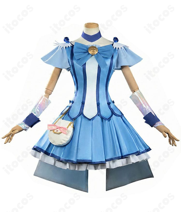 キュアビューティ衣装の正面全体。トップスの胸飾りとスカートのハリ感を確認できる商品カット