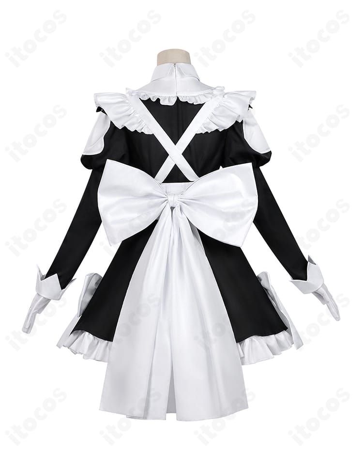 桃乃 ゴーストハウス メイド服の背面、大きなリボンとバックジップの構成