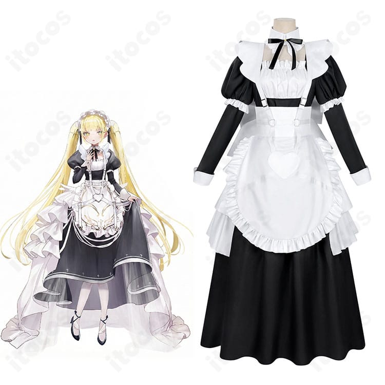 モデルが金子（キンコ）ゴーストハウス メイド服を着用した全身イメージ