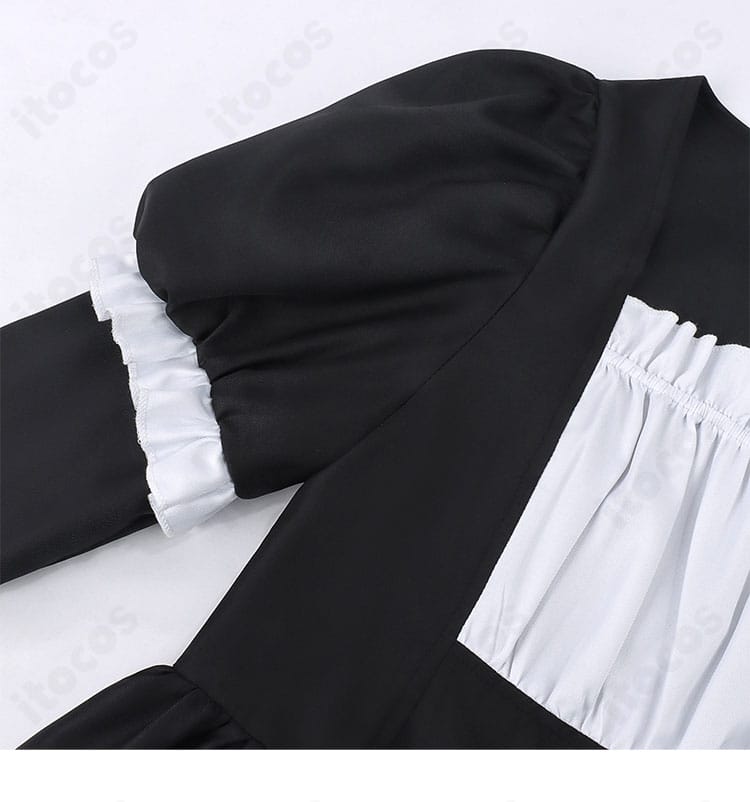 肩から袖にかけての装飾ディテール。縫製とパフ感の確認