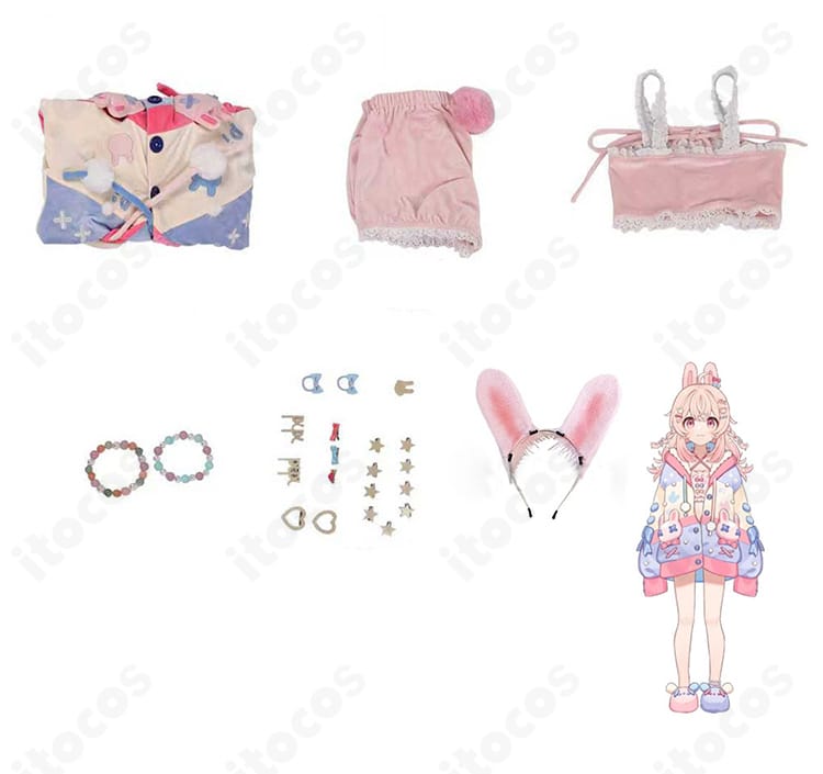 セット内容(コート・インナー・ショートパンツ・カチューシャ・髪飾り・足首飾り)の一覧