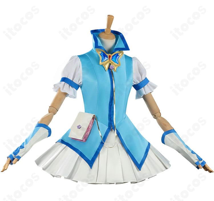 キュアアクア衣装の側面。スカートのハリ感とラインの見え方を確認できる画像