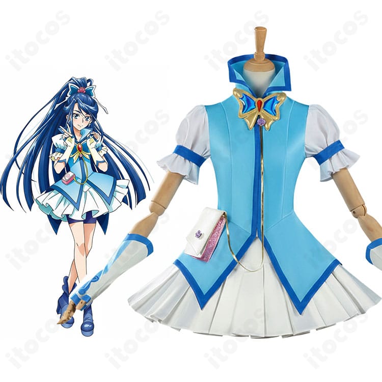 Yes!プリキュア5 水無月かれん(キュアアクア)着用イメージ。上品なブルー基調のフルセット全身画像