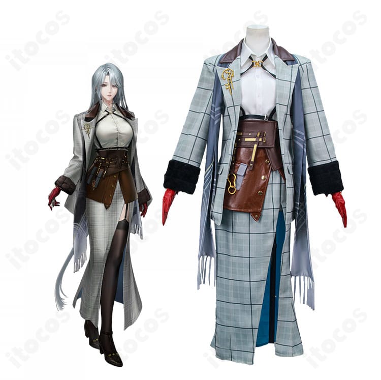 無期迷途 ヒルダ 旧時代の学者コスプレを着用した全身イメージ。上品なロングコートとマフラーでクラシカルに再現。