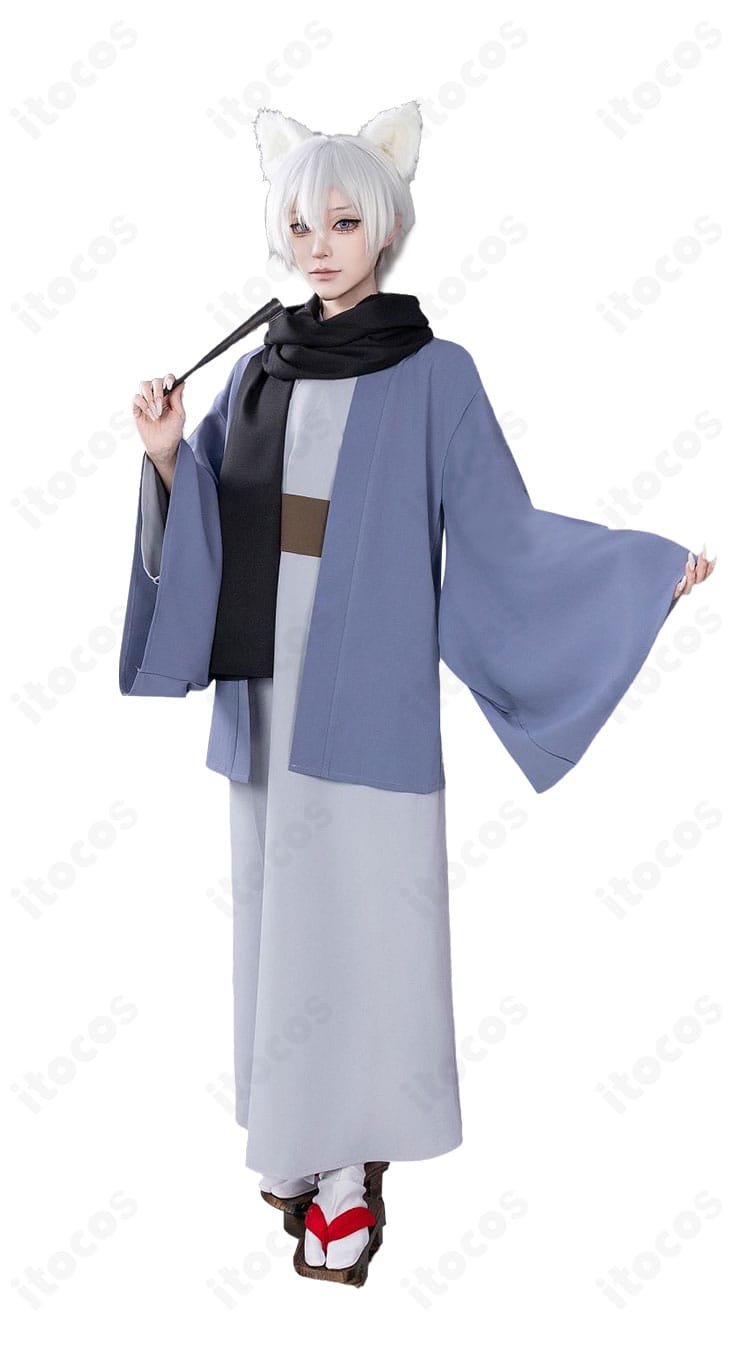 巴衛コスチュームの帯と羽織ディテール接写。発色と縫製、襟元の合わせが確認できる画像