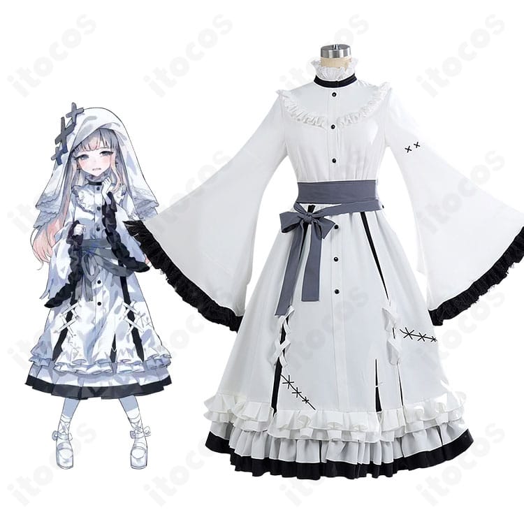 氷上メルル 囚人番号670シスター衣装の全身正面カット｜ワンピースとベールの清楚なシルエット