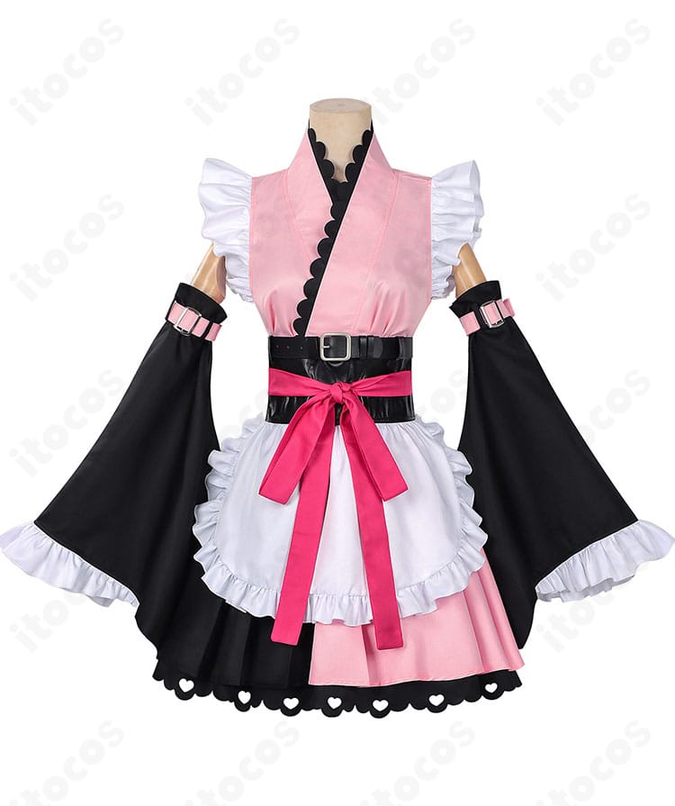 『超かぐや姫!』駒沢乃依 コスプレ衣装の背面全体画像（帯とベルト位置の見え方）