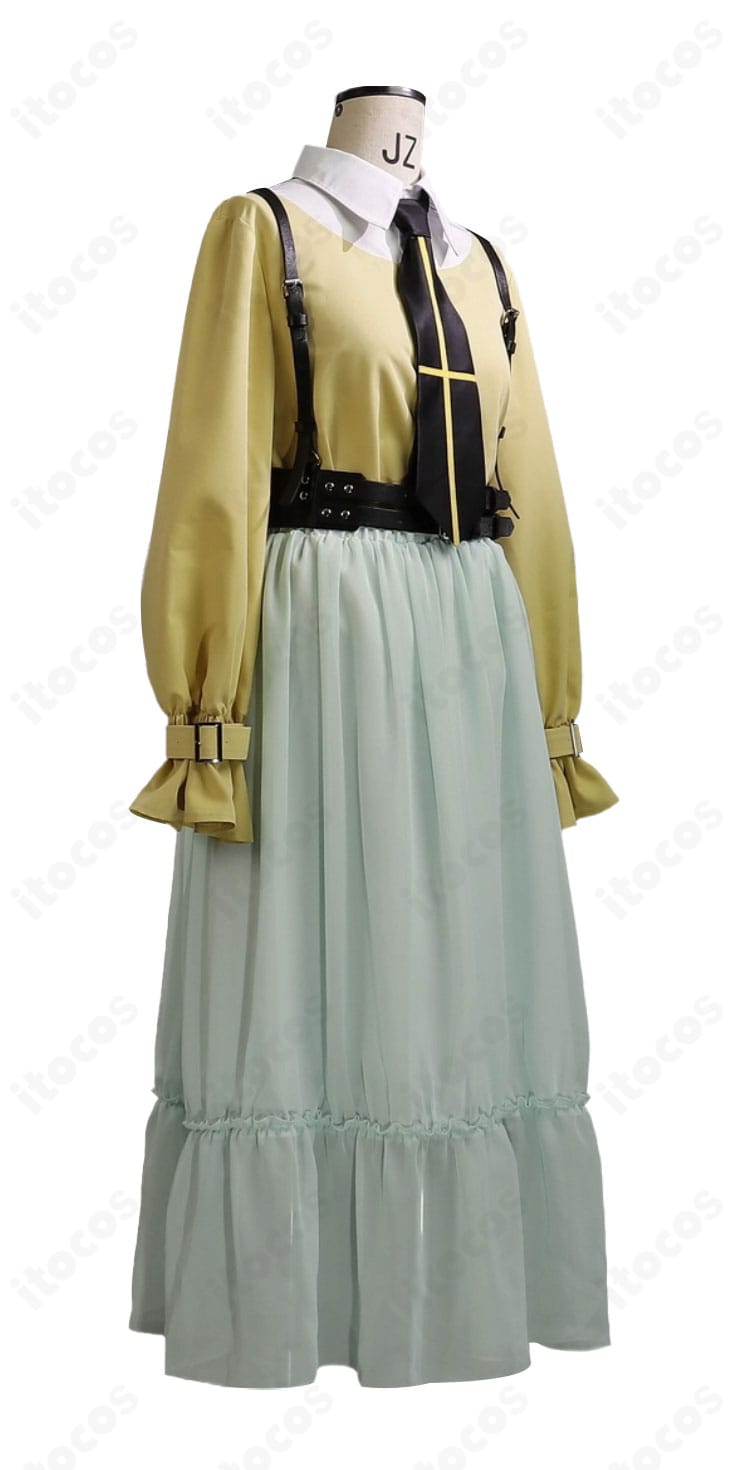 ネクタイの幅・結び位置と襟元の角度を強調したバストアップディテール