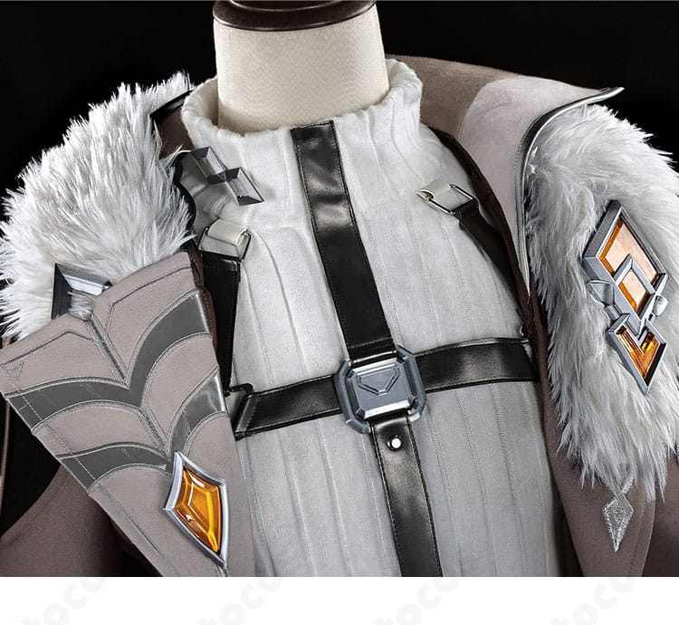 原神コート衣装セットの襟元とファー襟・付け襟ディテール