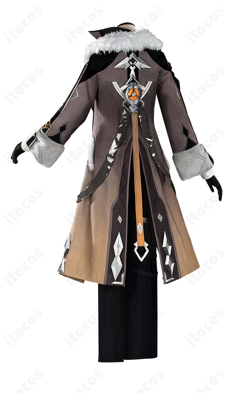 原神コート衣装セットの背面シルエットと背中リボン・飾り