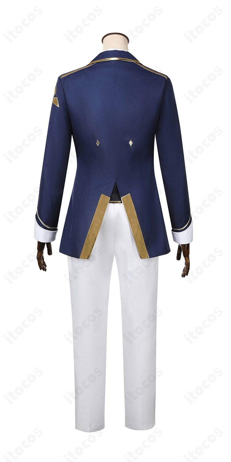 フジマサマーチ勝負服の背面。コートの丈感と背中のライン