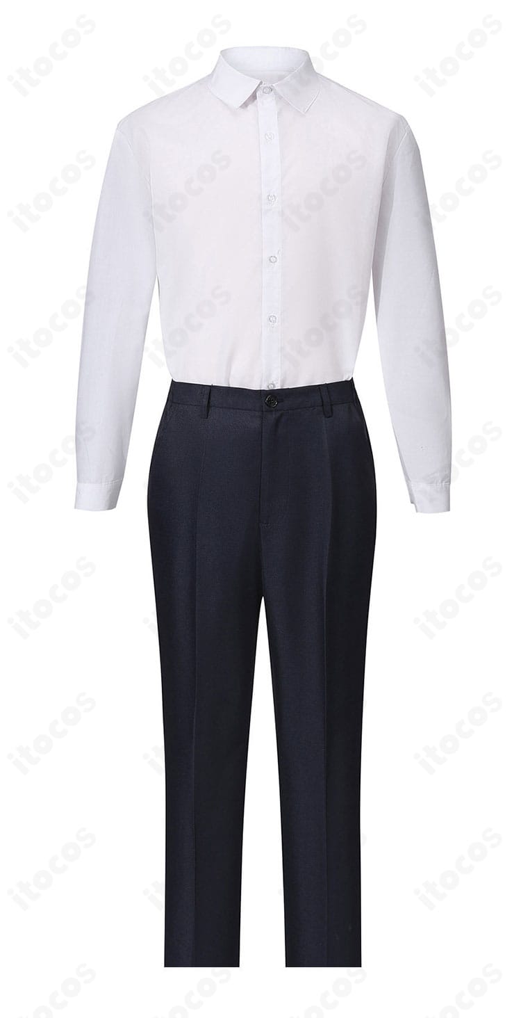 シャツ正面の襟元と前立てディテール（岩井修 モデル）