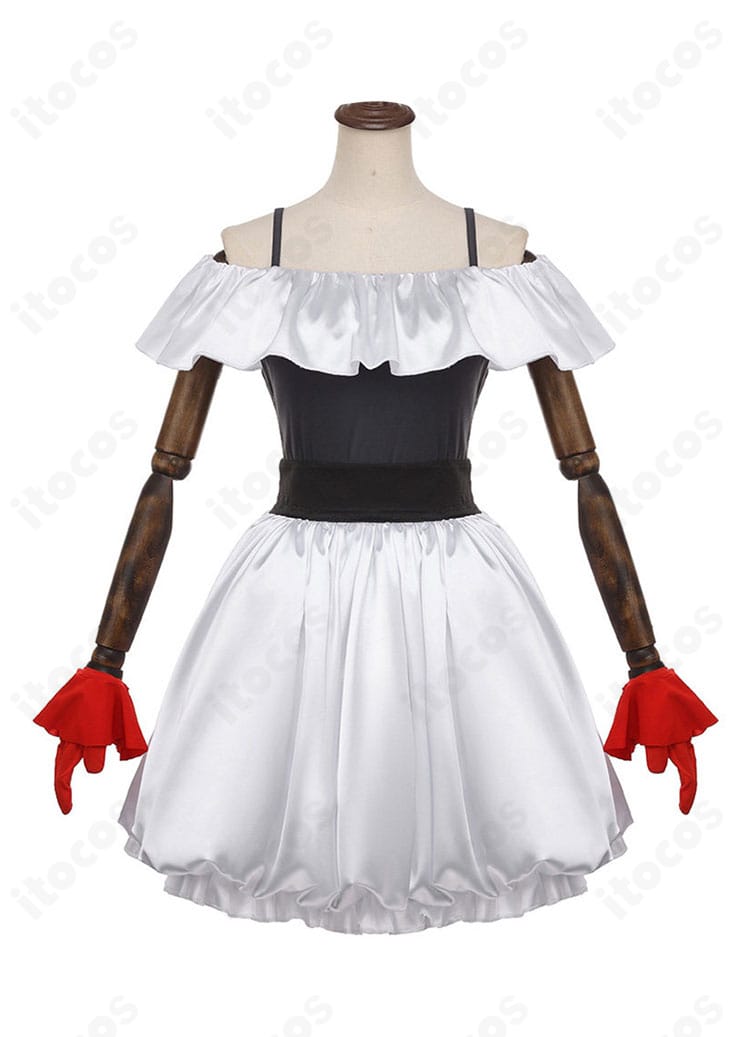 有馬かな B小町コスプレ衣装のトップスとスカートの正面全景。リボンとフリル配置が確認できる正面図