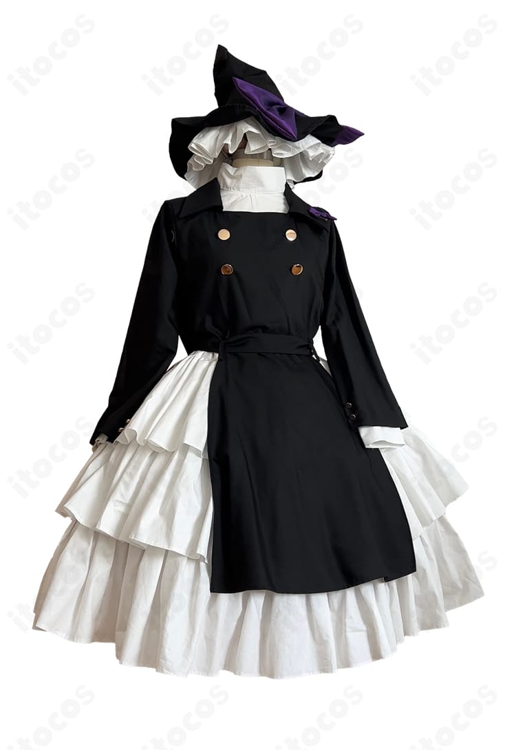 霧雨魔理沙 二次創作アレンジ衣装の生地感と縁取りディテールにフォーカス。撮影映えするコントラストが確認できる。