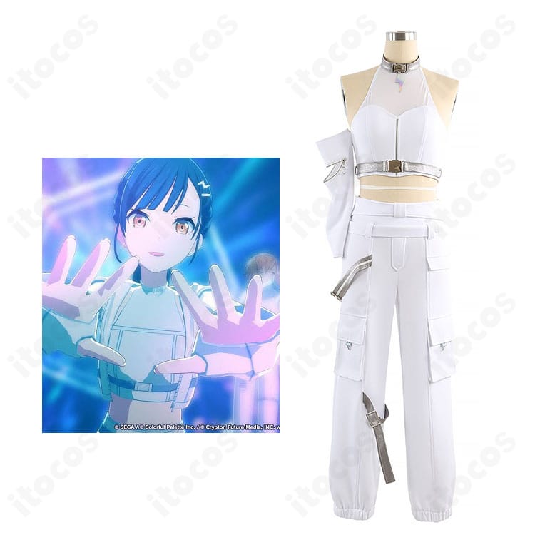 モデル着用全身:プロセカ 巡音ルカ アクセラレイト衣装のトータルコーディネート