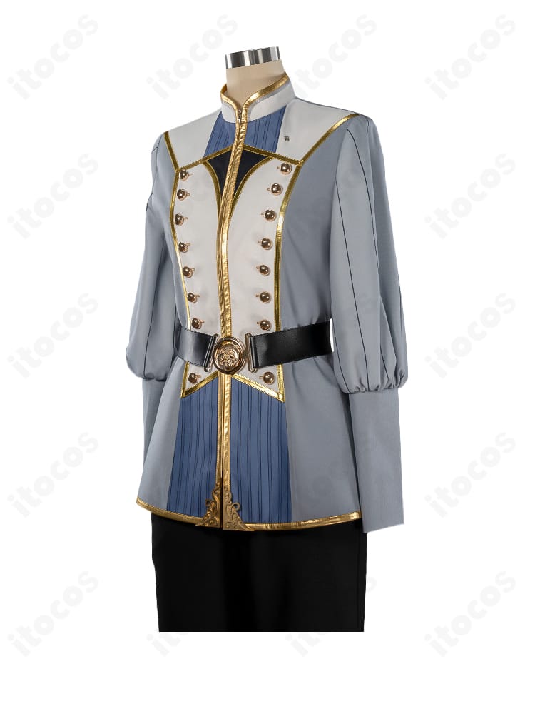 上着側面のカッティングと縫製ライン、腕周りの可動域を示す角度。