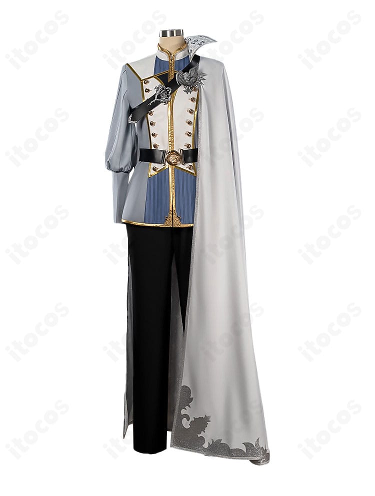 衣装正面全体。上着・ズボン・ベルト・胸飾りの配置がわかるフロントビュー。