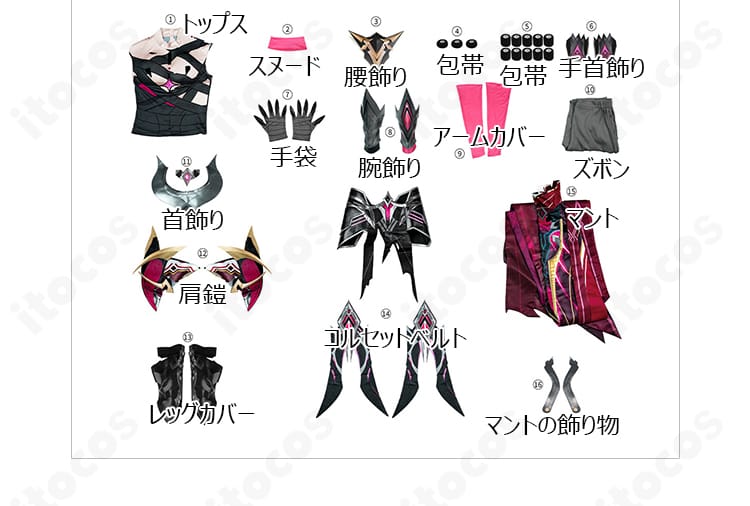 原神 レリル 月の狩人コスプレ衣装 セット内容のフルレイアウト