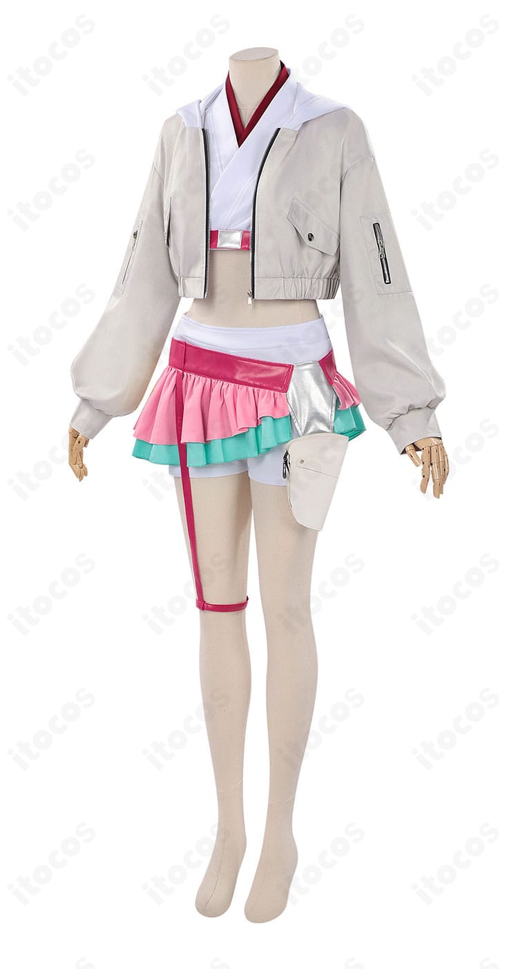 綾紬芦花 コスプレ衣装の側面シルエット。レイヤー構成とラインの美しさを示す側面図。