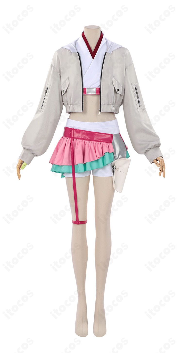 綾紬芦花 コスプレ衣装の正面全体。コートとインナー、スカートのバランスが分かる正面図。