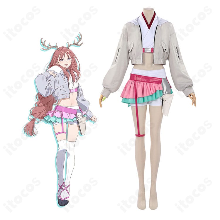 超かぐや姫！ 綾紬芦花のコスプレ衣装を着用した全身カット。上品で爽やかなシルエットが分かる人物写真。