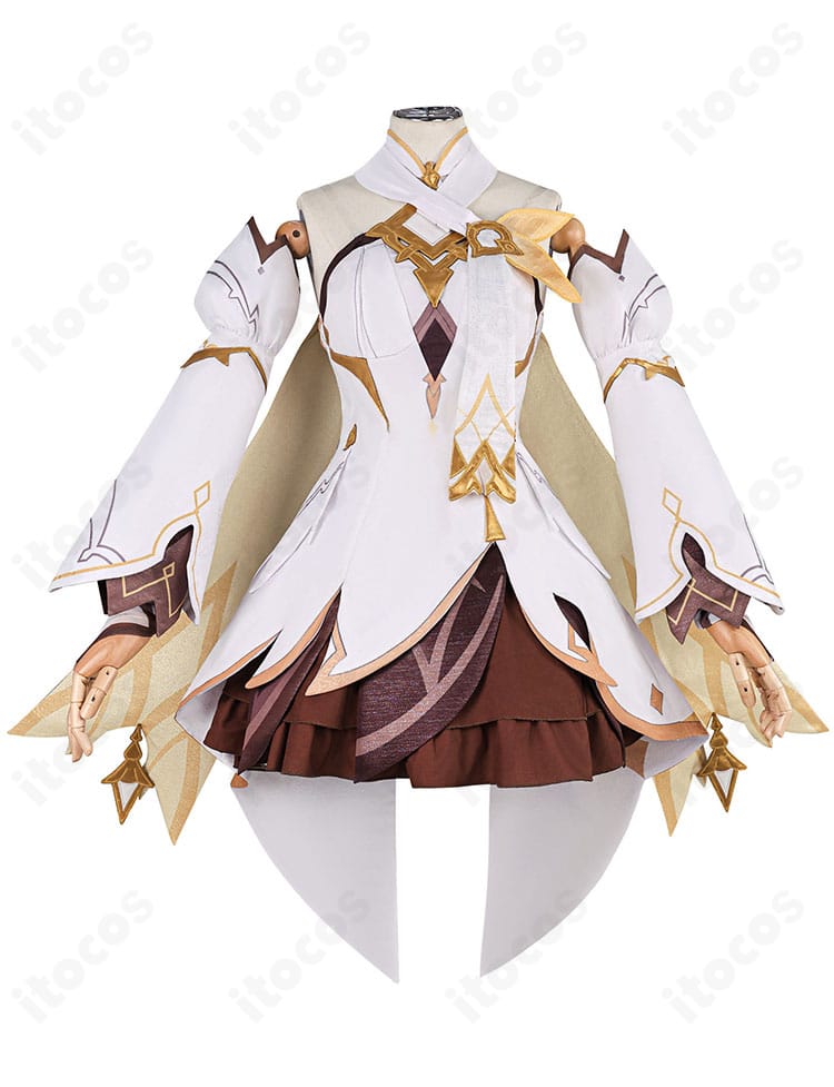 原神 旅人(蛍)コスプレ衣装の正面全身カット(ワンピースとスカート)