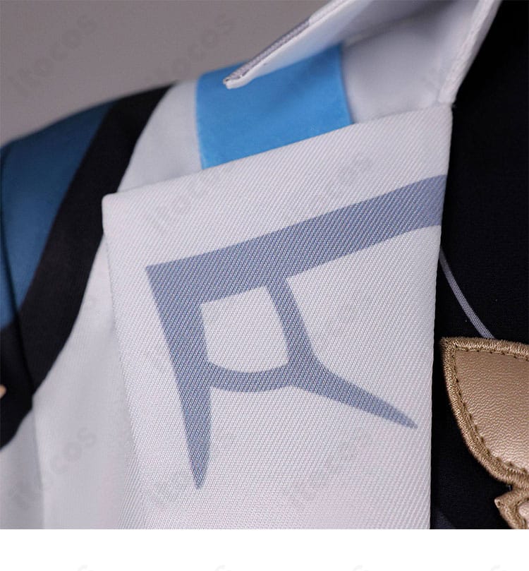 原神 旅人・空 コスプレ衣装の右襟パターン装飾。模様の再現度と発色を示す