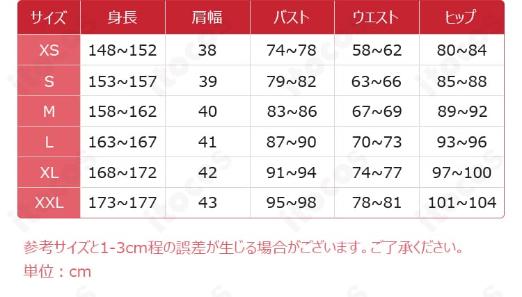サイズ表記と採寸ガイドの図解