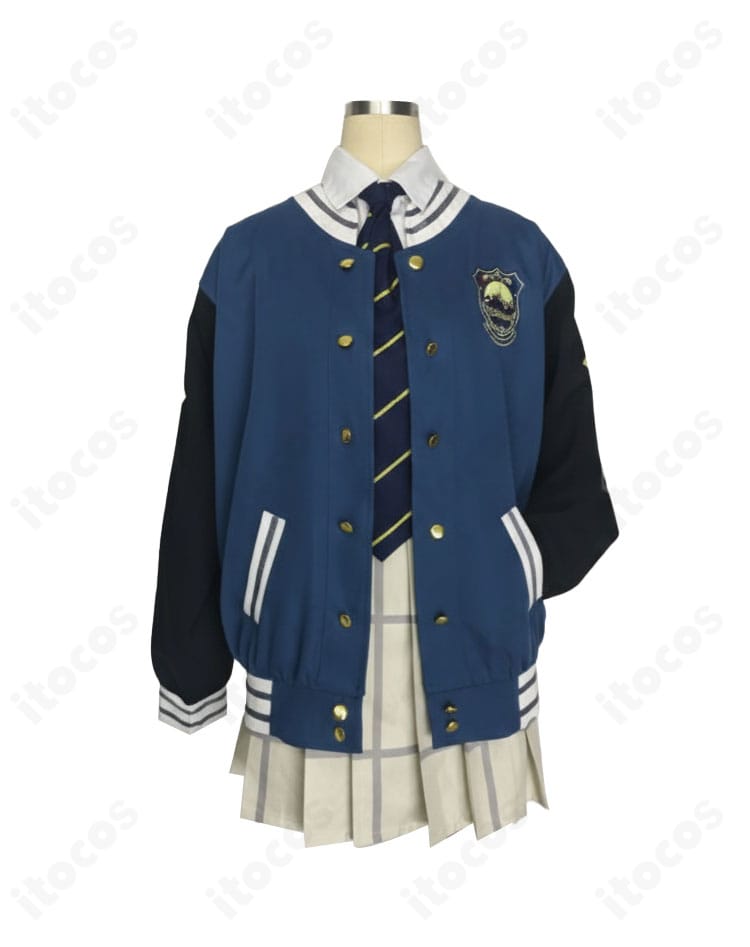 薄葉リツ 制服コスプレの背面ディテール(コート丈とシルエット)