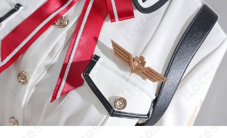 百鬼あやめ コスの前立て・ボタン近接。金属調パーツの質感が映える。