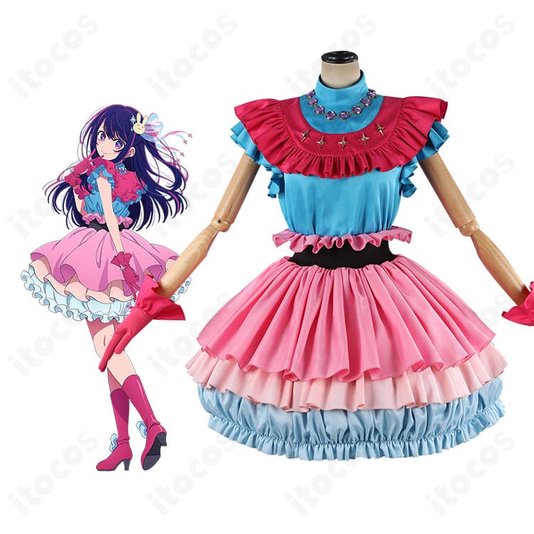 【推しの子】星野アイ 第3期B小町ステージ衣装の全身フルセットコーデ(トップス・スカート・髪飾り・手袋・ネックレス・耳飾り)