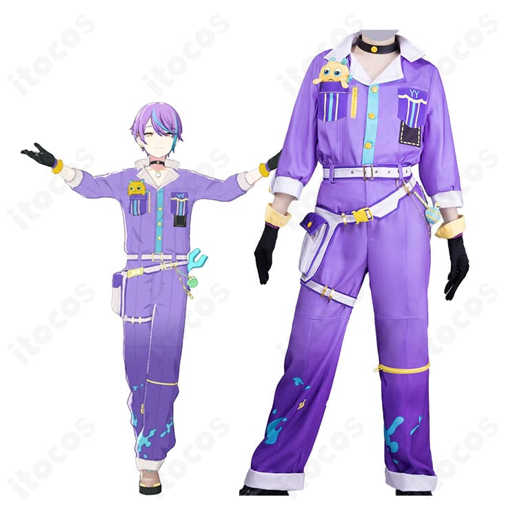 プロジェクトセカイ 神代類 インベンティブ・ワーカー ライブ衣装の全身正面カット|コートとベルトワークが映えるフルセット