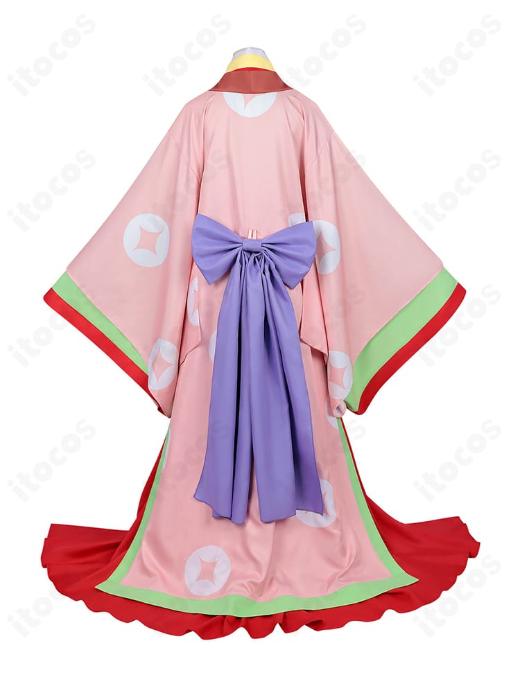 着物風コスプレ衣装の背面全体(背部の大きな蝶結びを含む)