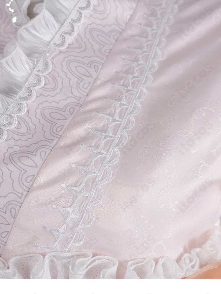 にじさんじ 轟はじめ 正月衣装 スカートのストライプ・花柄装飾の拡大