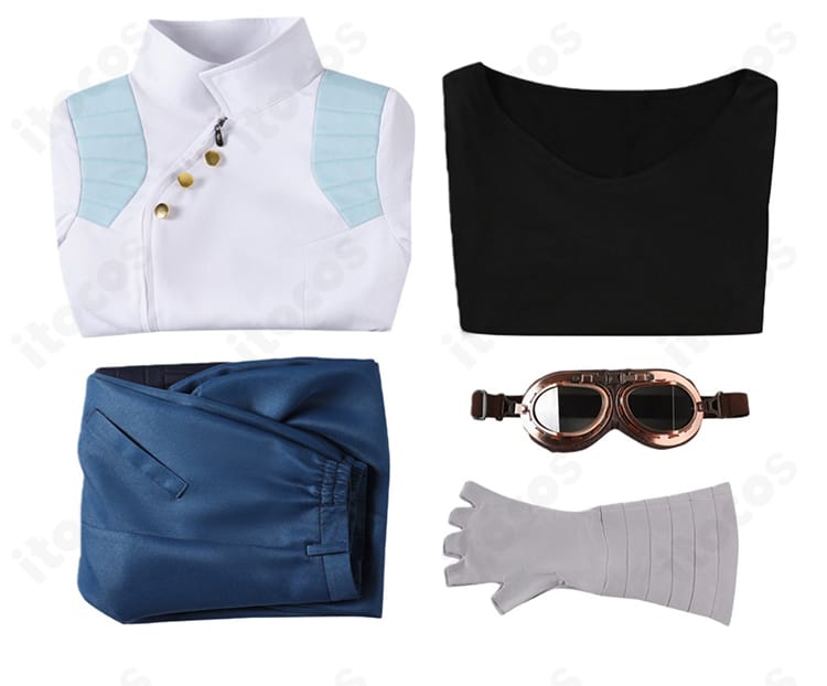 メリル記者衣装5点セット（上着・ズボン・インナー・手袋・ゴーグル）内容一式