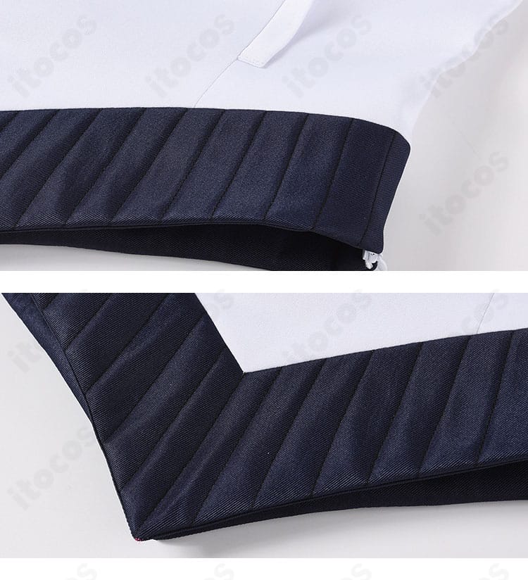 ジャケット裾のカットラインと折り返し仕様のディテール