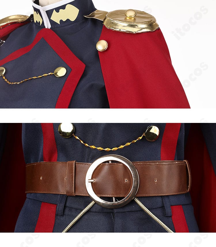 ショルダー飾りと腰ベルト装飾の質感・固定方法の詳細