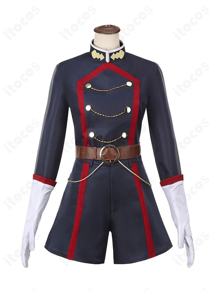 襟元やフロント装飾の正面ディテール（チェーン留め・ライン取り）