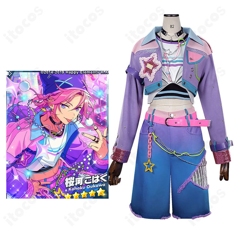 桜河こはく（Crazy:B）ステージ衣装のキャラクター着用イメージとフルセット構成