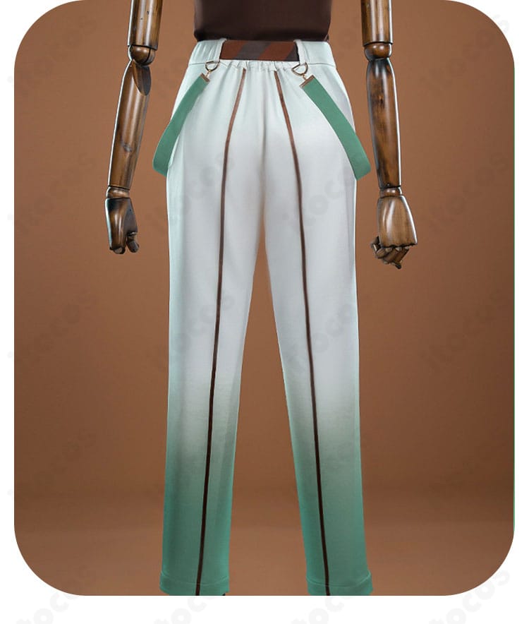 ズボンのシルエットと生地感のディテール